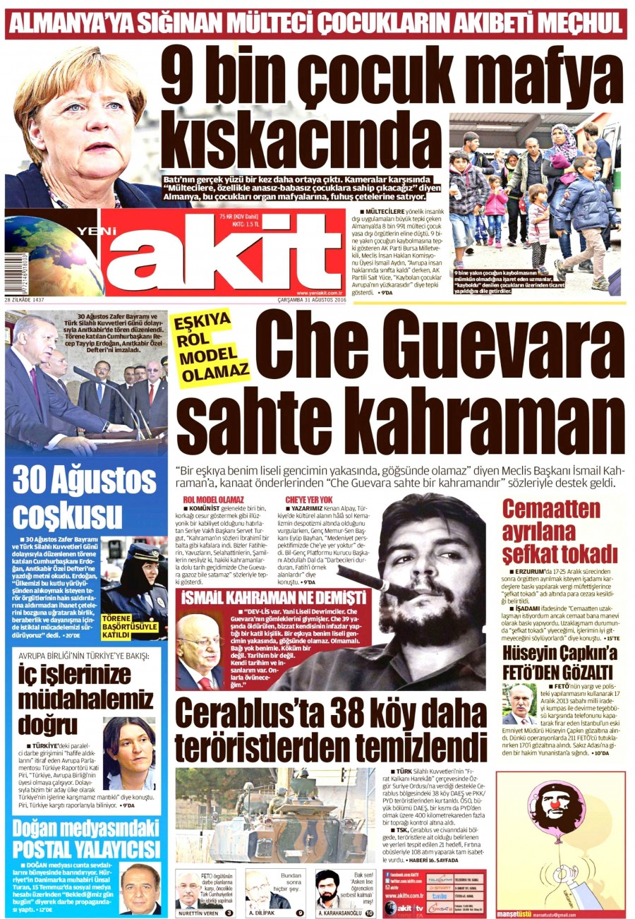 31 Ağustos 2016 gazete manşetleri - 838