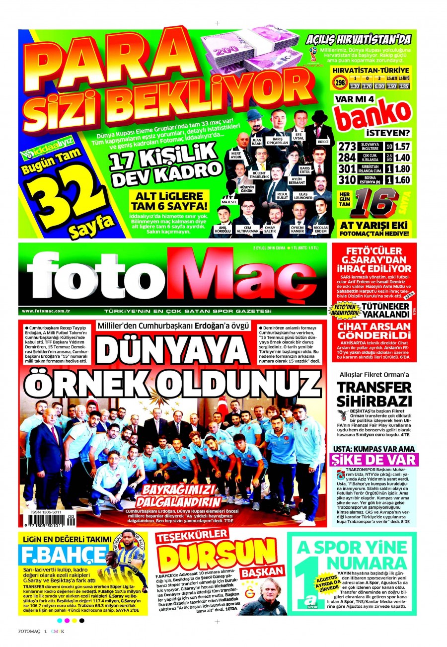 2 Eylül 2016 gazete manşetleri - 746