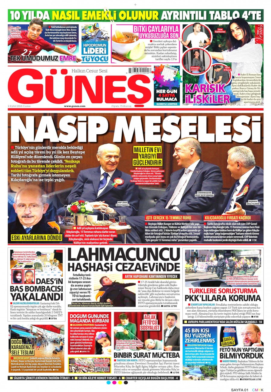 2 Eylül 2016 gazete manşetleri - 612