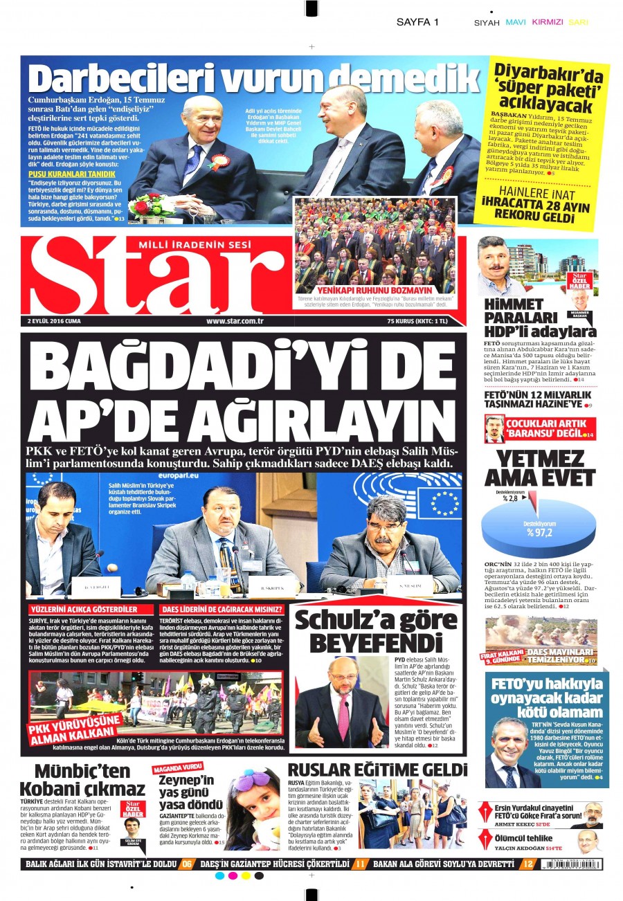 2 Eylül 2016 gazete manşetleri - 555