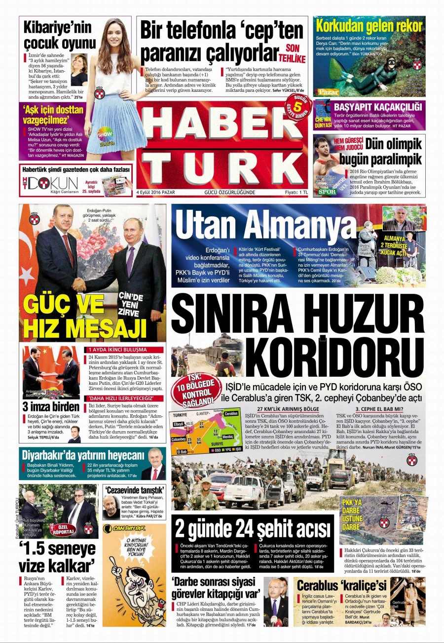 4 Eylül 2016 gazete manşetleri - 554