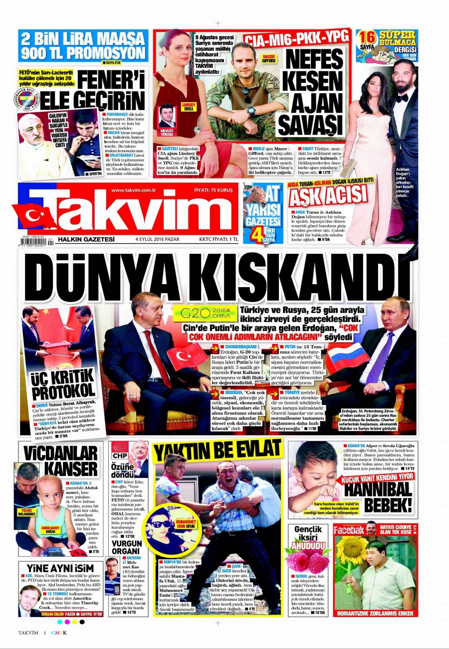 4 Eylül 2016 gazete manşetleri - 866