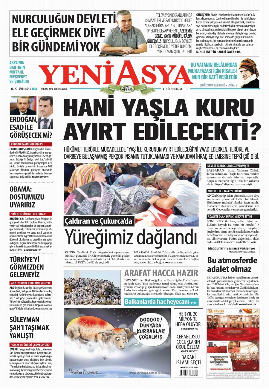 4 Eylül 2016 gazete manşetleri - 796
