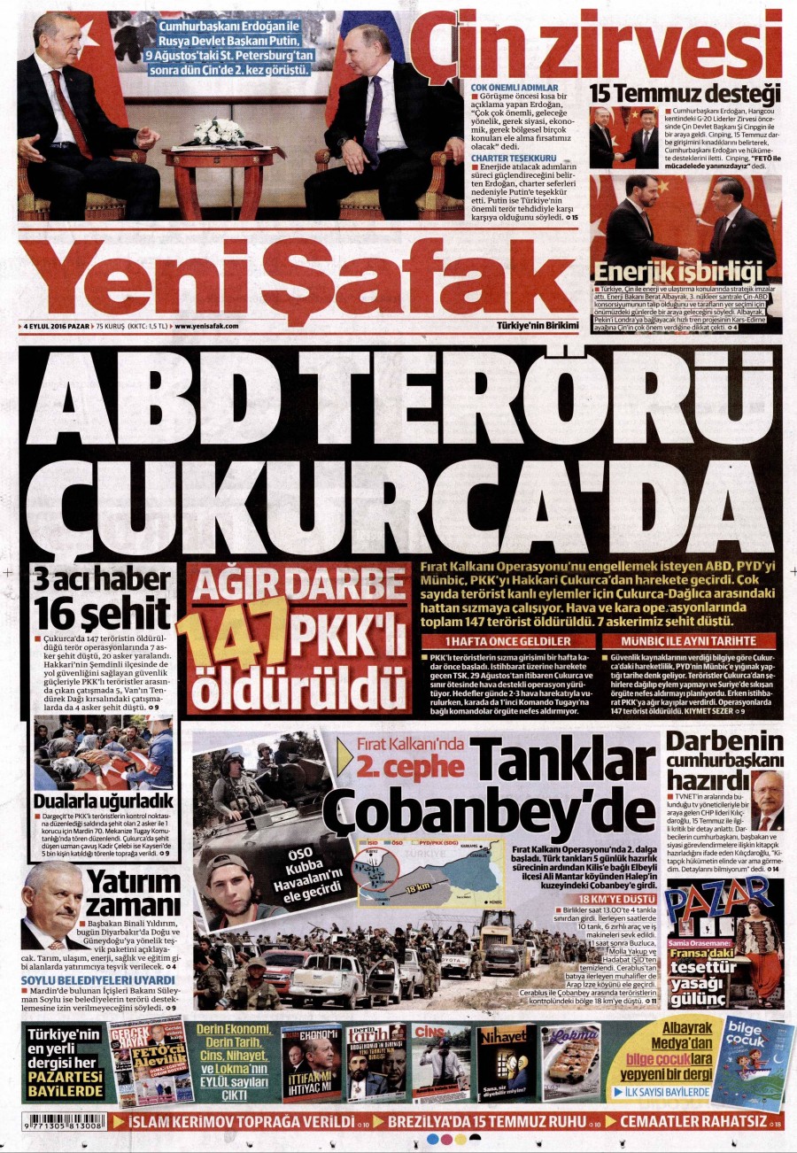 4 Eylül 2016 gazete manşetleri - 552