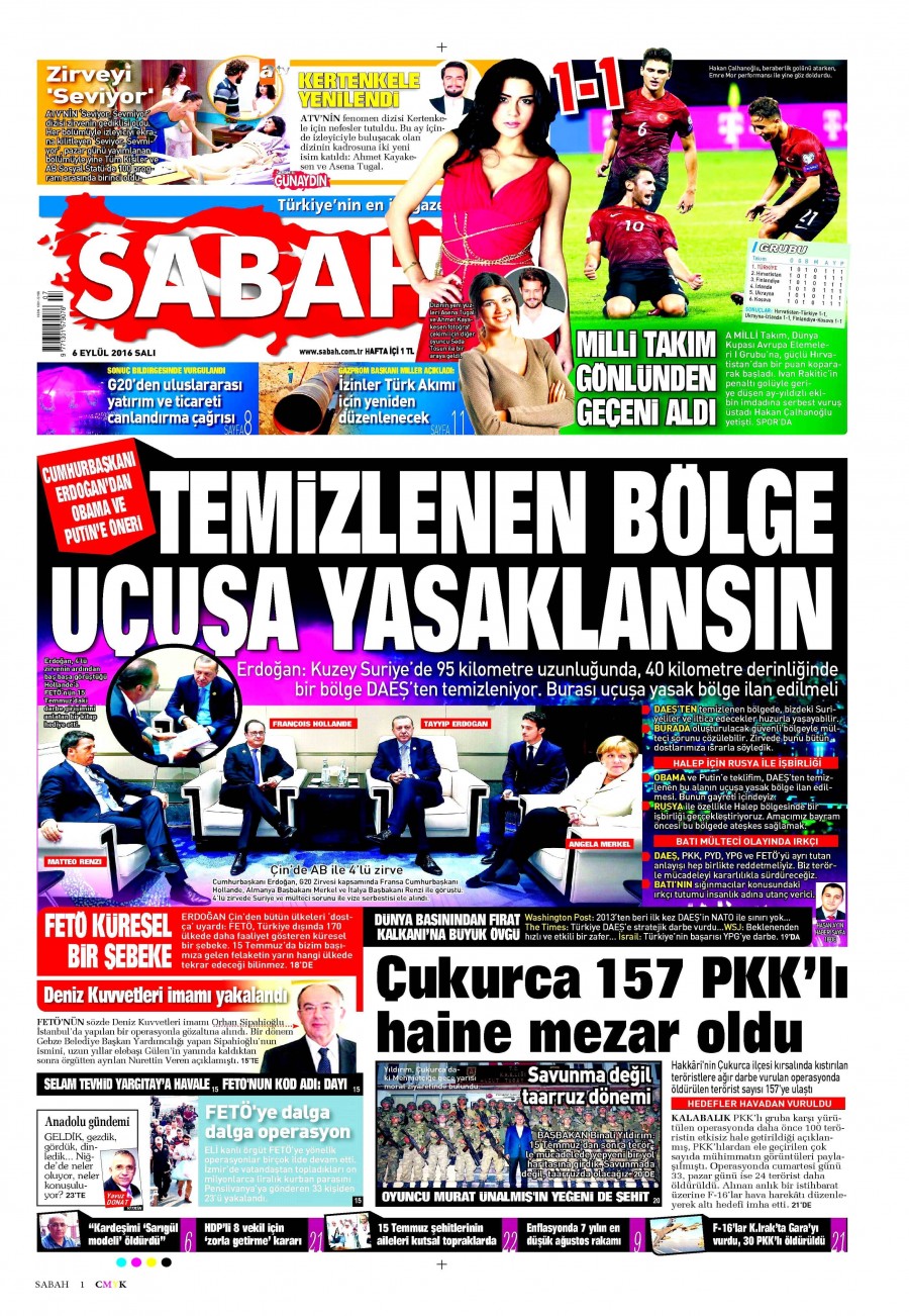 6 Eylül 2016 gazete manşetleri - 558