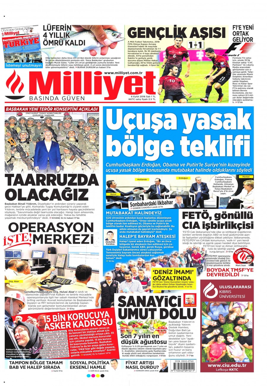 6 Eylül 2016 gazete manşetleri - 640