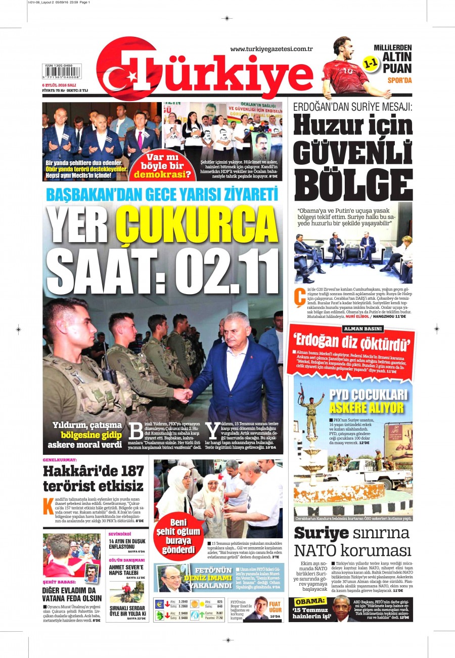 6 Eylül 2016 gazete manşetleri - 674