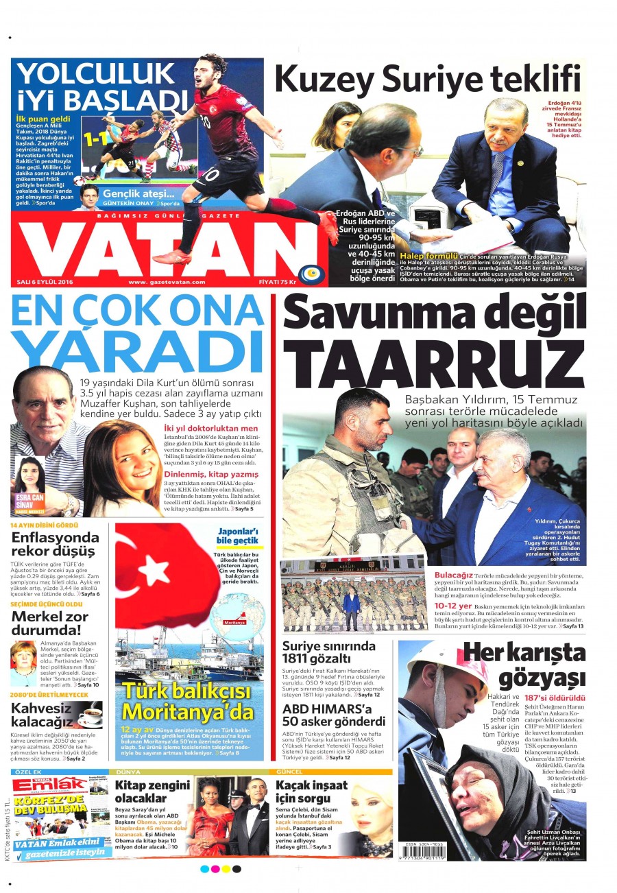 6 Eylül 2016 gazete manşetleri - 509