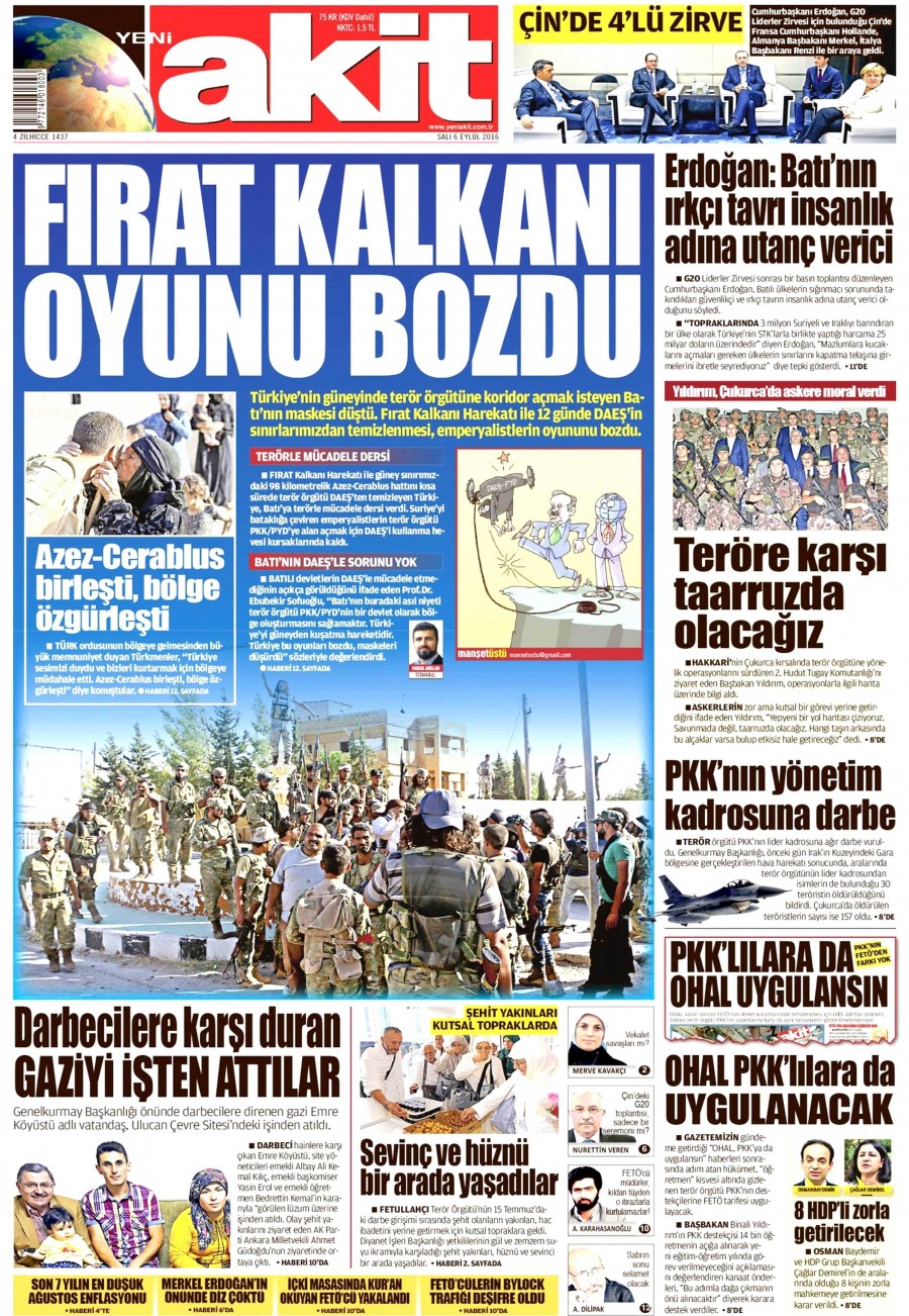 6 Eylül 2016 gazete manşetleri - 601