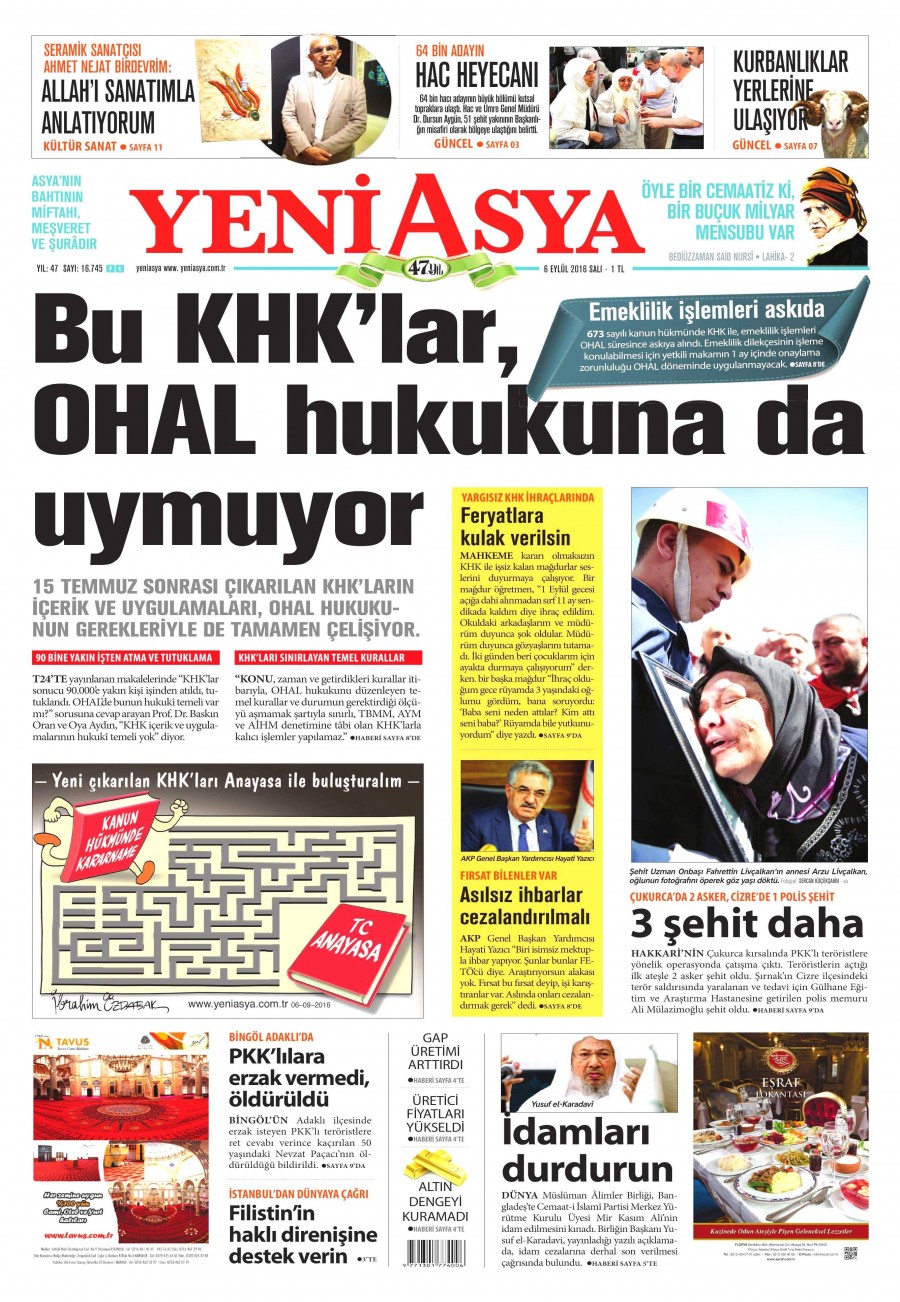 6 Eylül 2016 gazete manşetleri - 551
