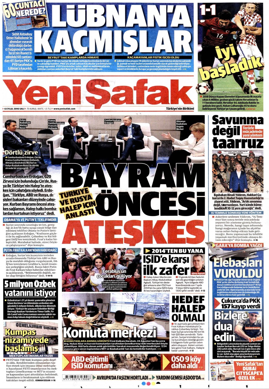 6 Eylül 2016 gazete manşetleri - 744