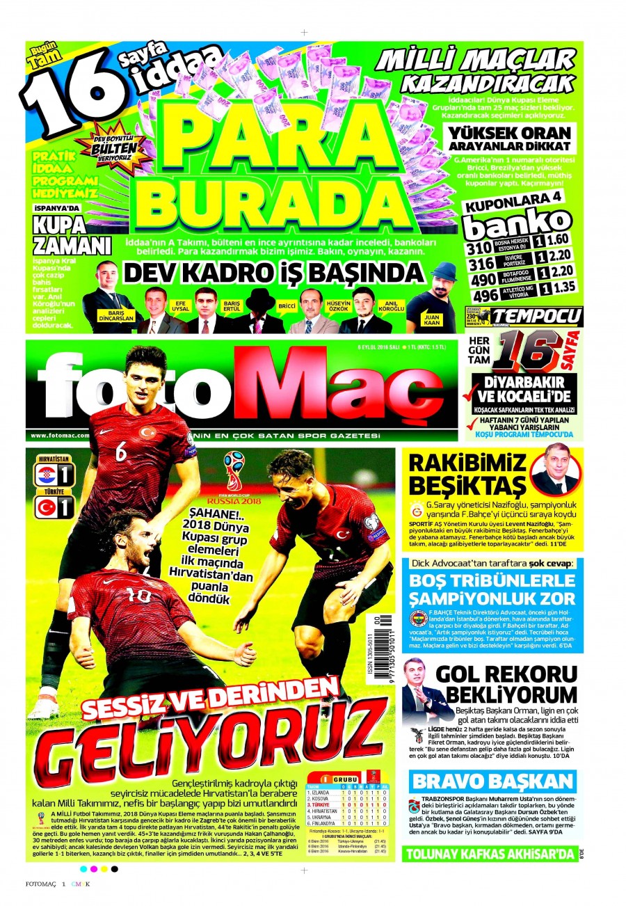 6 Eylül 2016 gazete manşetleri - 706