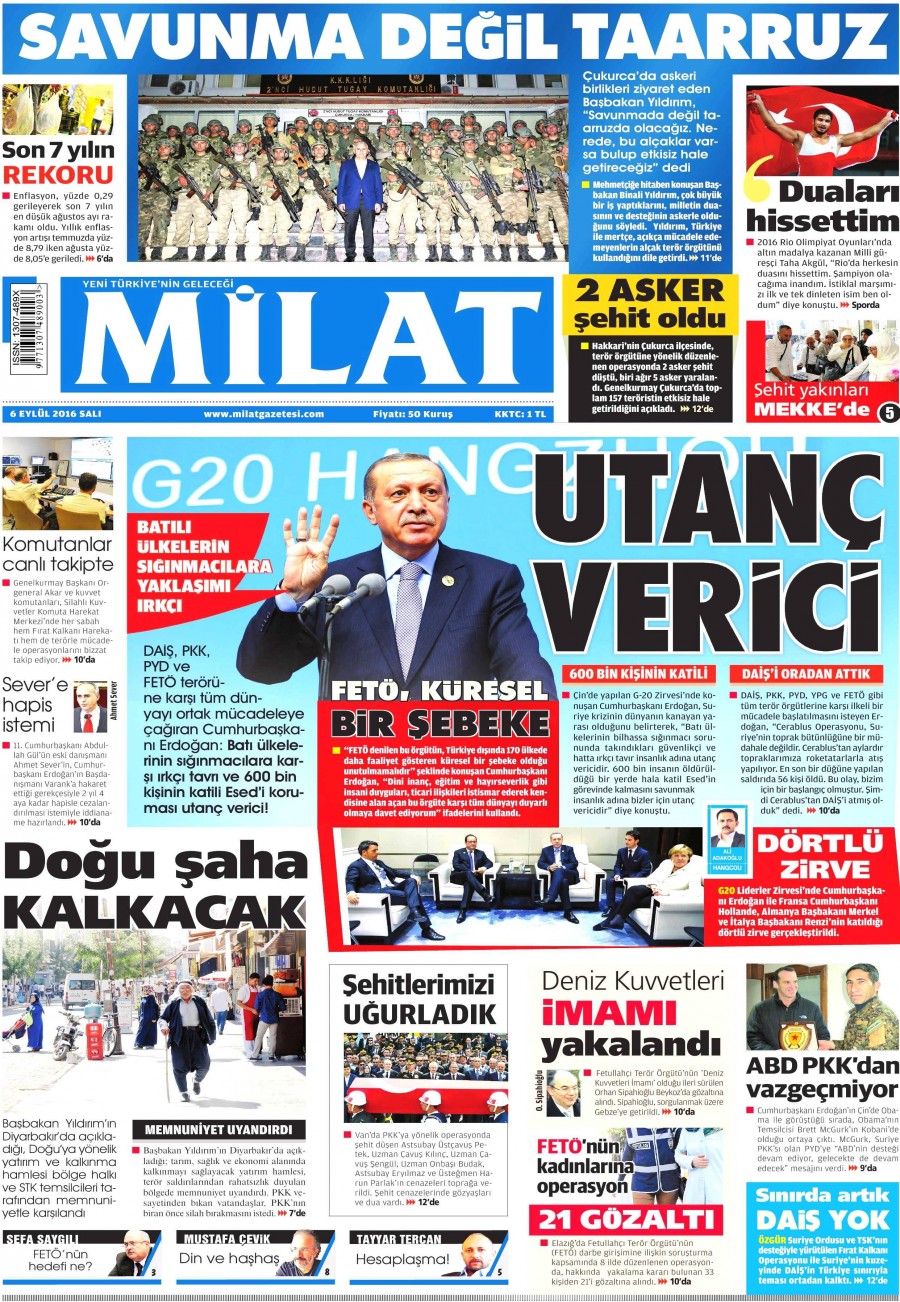 6 Eylül 2016 gazete manşetleri - 770
