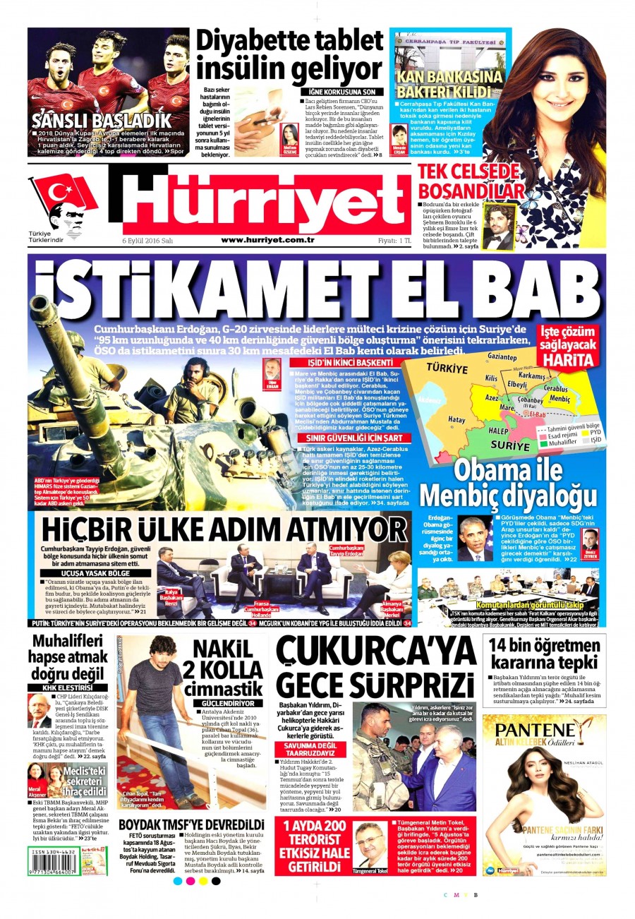 6 Eylül 2016 gazete manşetleri - 666