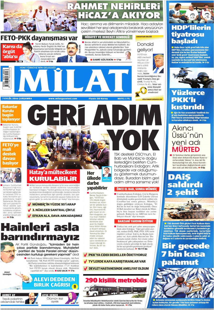 7 Eylül 2016 gazete manşetleri - 676