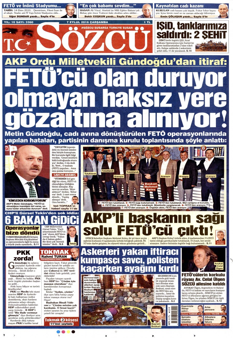 7 Eylül 2016 gazete manşetleri - 763