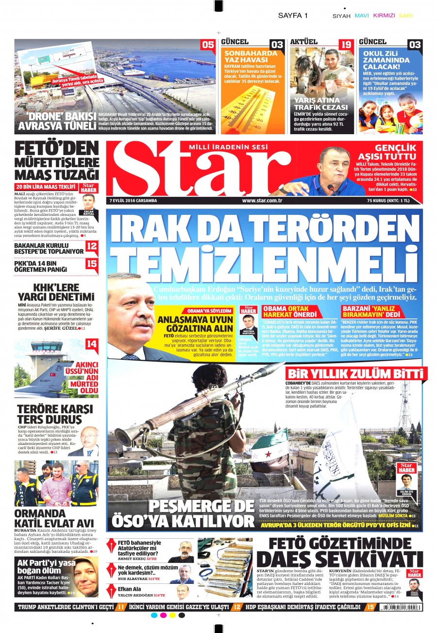 7 Eylül 2016 gazete manşetleri - 931