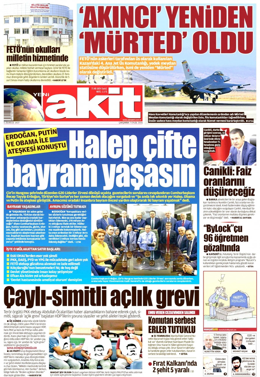 7 Eylül 2016 gazete manşetleri - 632