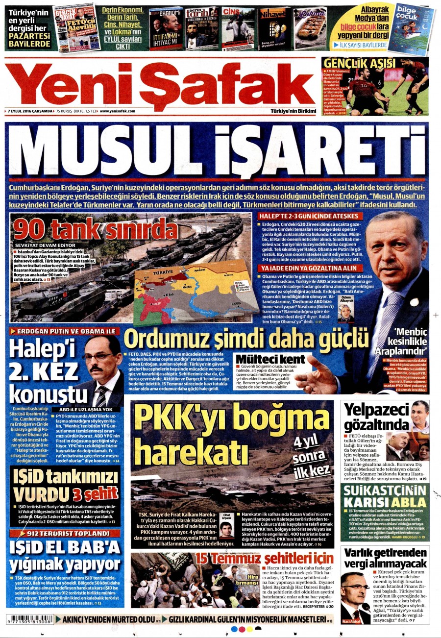 7 Eylül 2016 gazete manşetleri - 615
