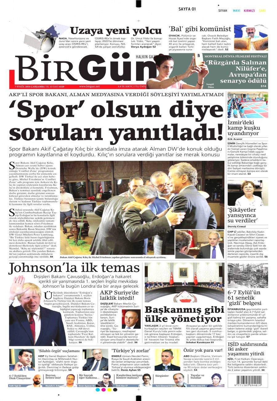 7 Eylül 2016 gazete manşetleri - 762