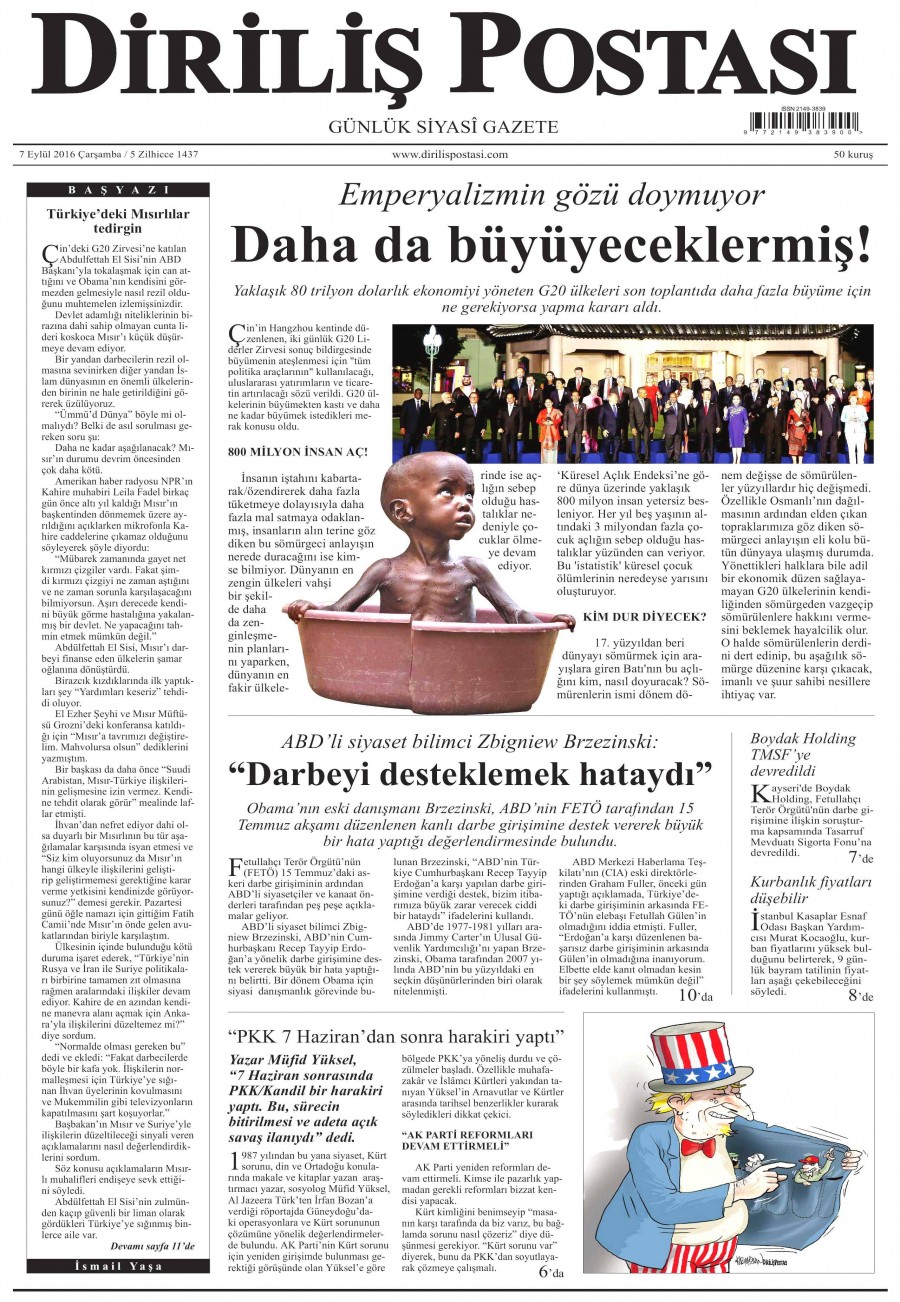 7 Eylül 2016 gazete manşetleri - 624