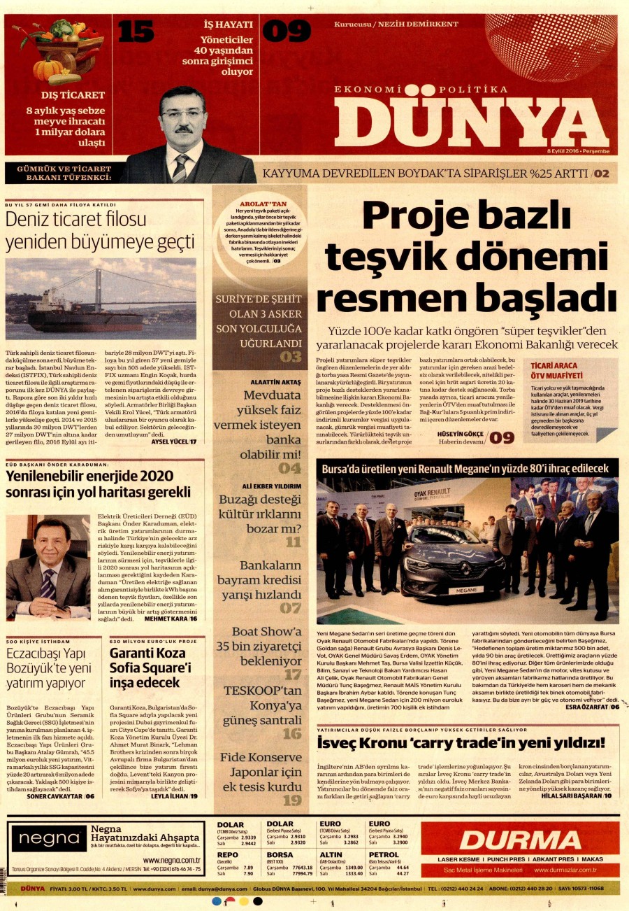 8 Eylül 2016 gazete manşetleri - 934