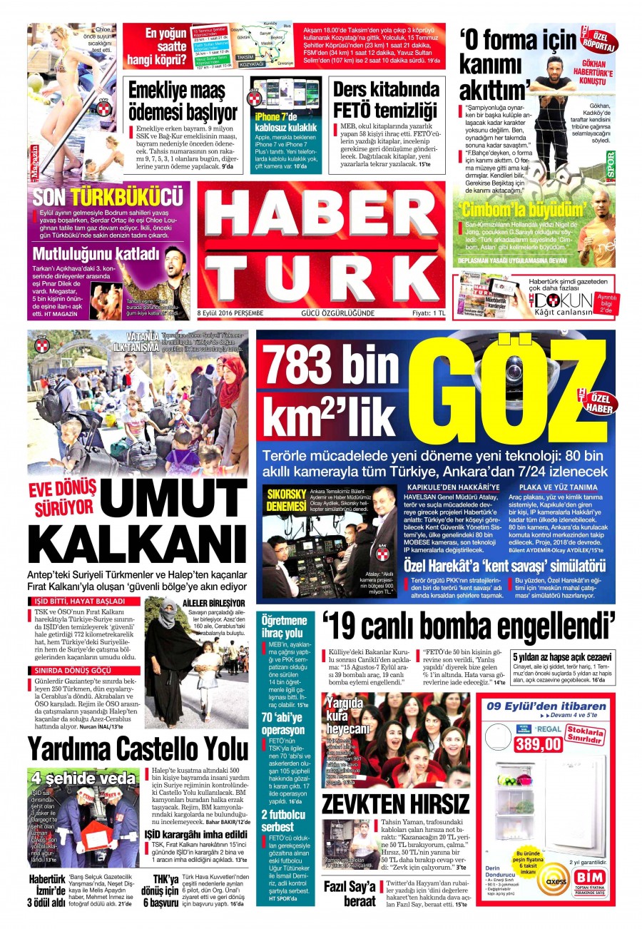 8 Eylül 2016 gazete manşetleri - 815