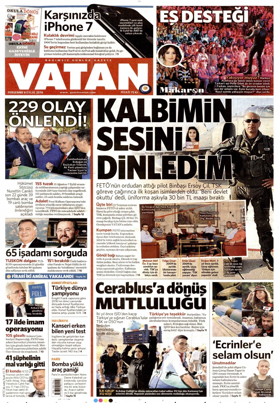8 Eylül 2016 gazete manşetleri - 761