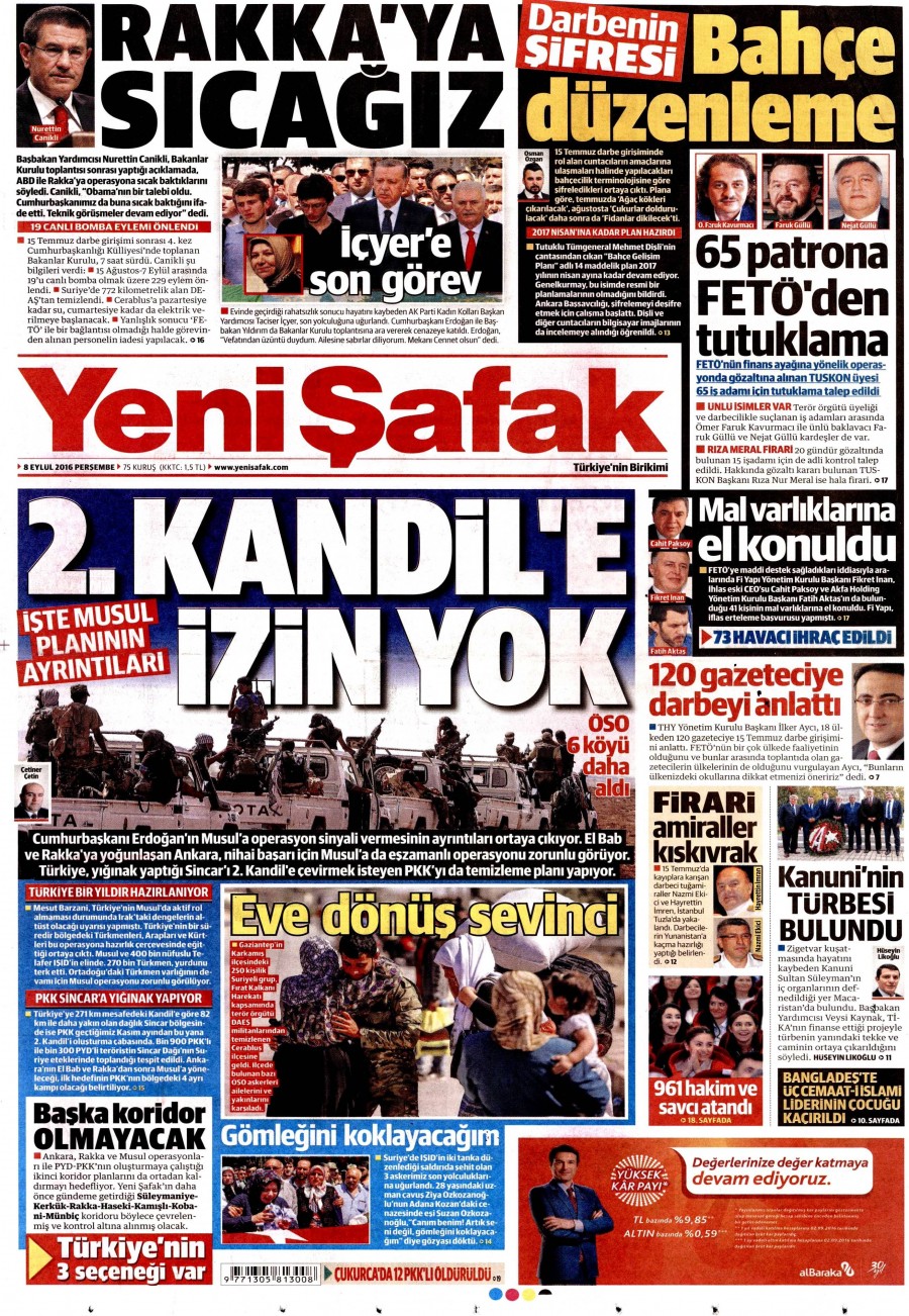 8 Eylül 2016 gazete manşetleri - 715