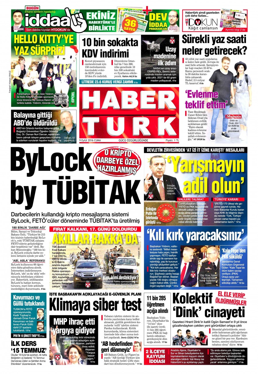 9 Eylül 2016 gazete manşetleri - 637