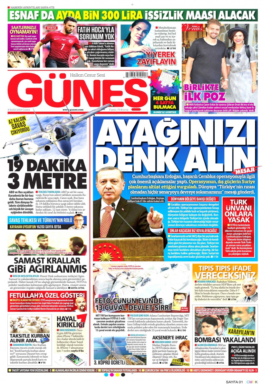 9 Eylül 2016 gazete manşetleri - 678