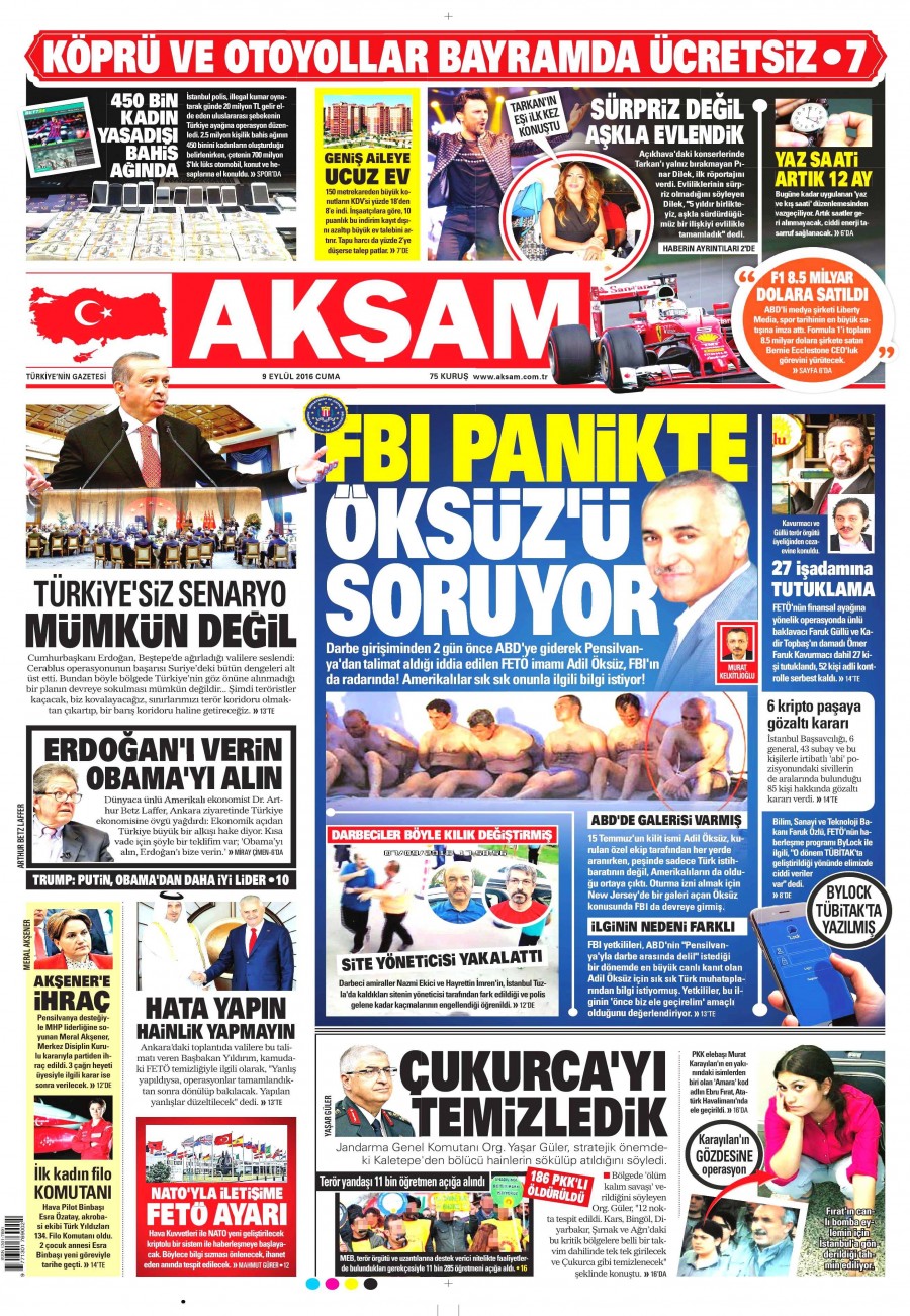 9 Eylül 2016 gazete manşetleri - 530