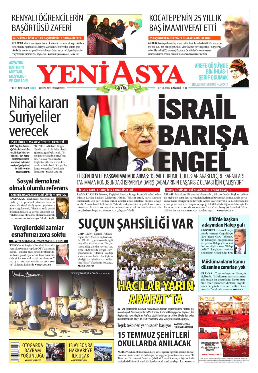 10 Eylül 2016 gazete manşetleri - 536
