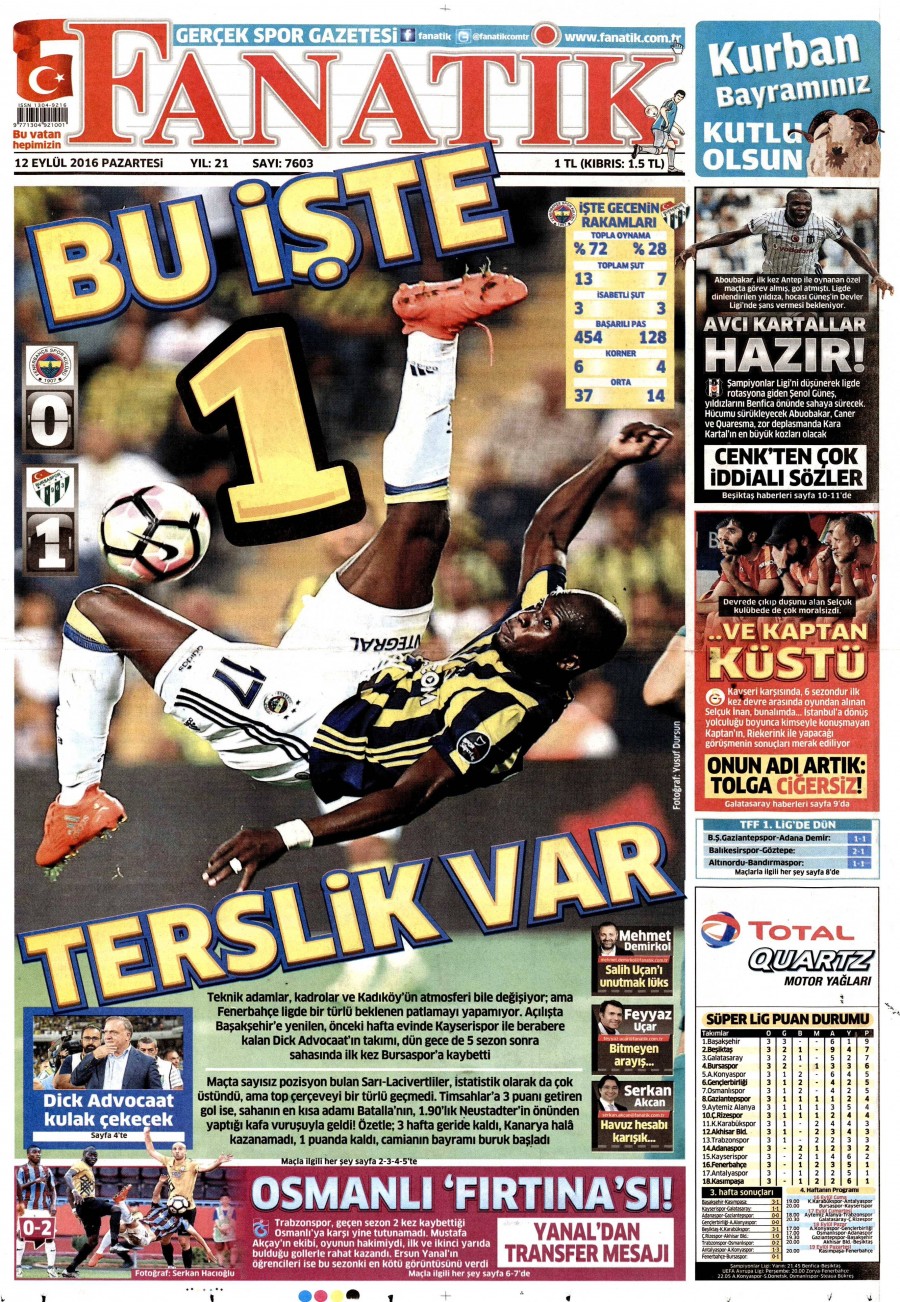 12 Eylül 2016 gazete manşetleri - 4