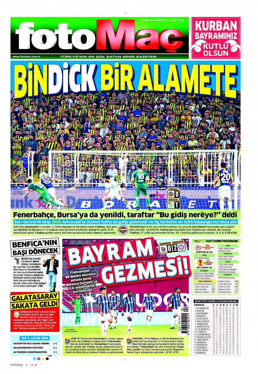 12 Eylül 2016 gazete manşetleri - 2