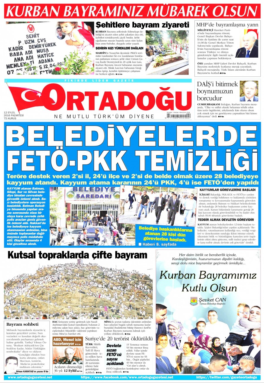 12 Eylül 2016 gazete manşetleri - 14