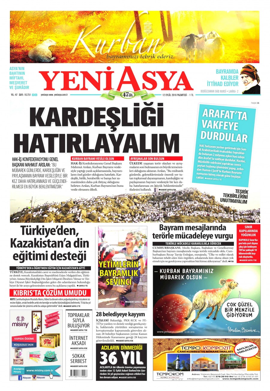 12 Eylül 2016 gazete manşetleri - 11