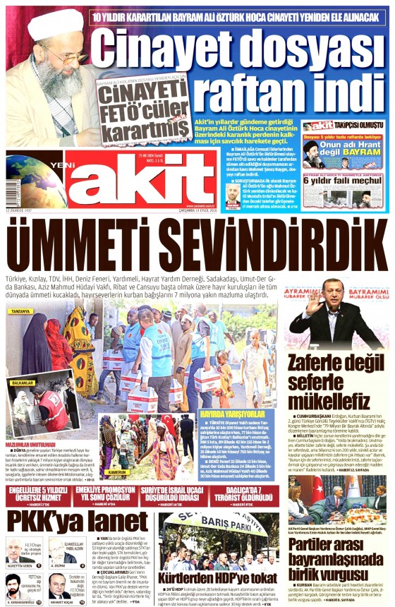 14 Eylül 2016 gazete manşetleri - 858