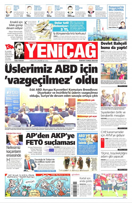 14 Eylül 2016 gazete manşetleri - 838