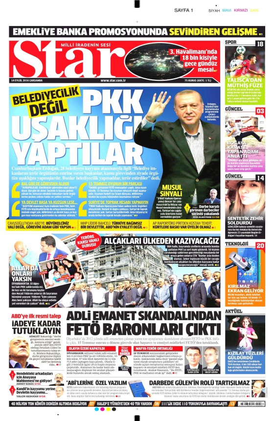14 Eylül 2016 gazete manşetleri - 733