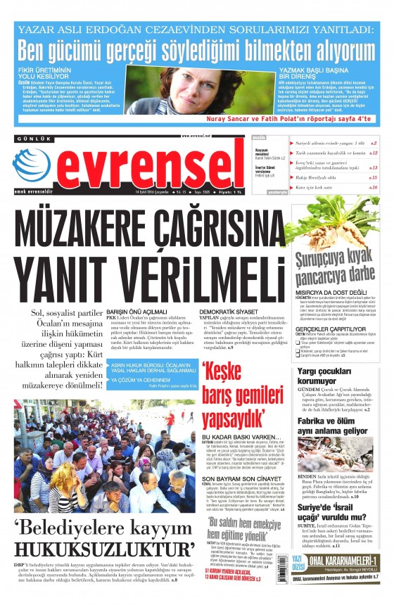 14 Eylül 2016 gazete manşetleri - 773