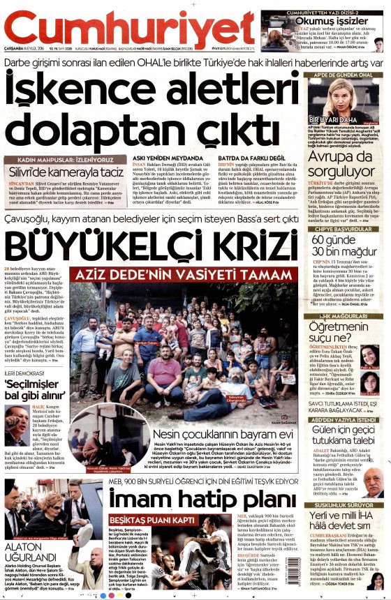 14 Eylül 2016 gazete manşetleri - 525