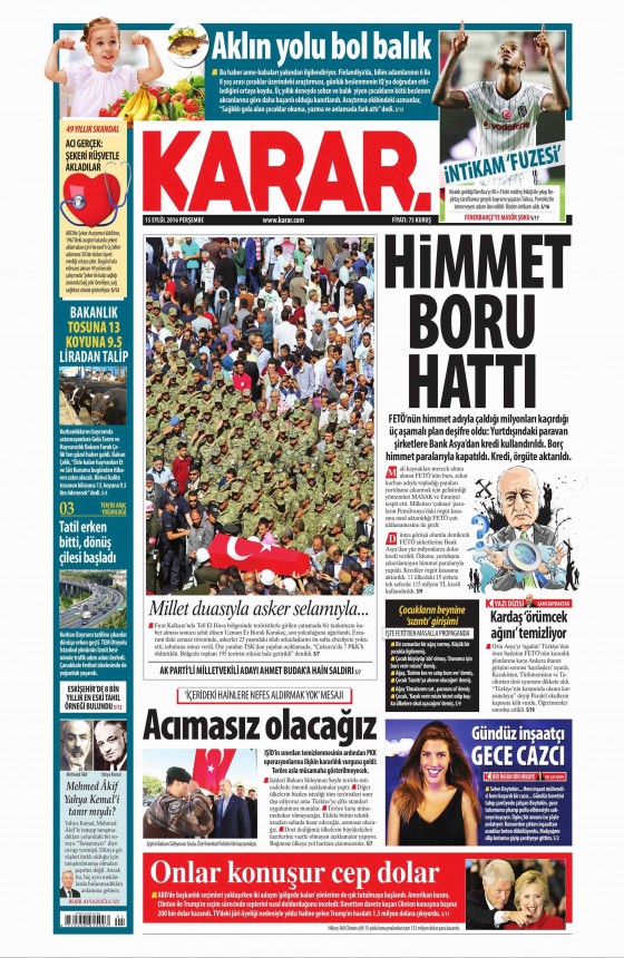 15 Eylül 2016 gazete manşetleri - 801