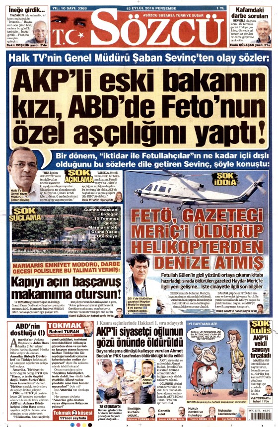 15 Eylül 2016 gazete manşetleri - 770