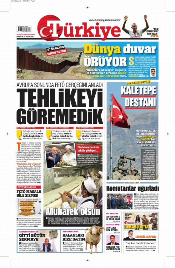 15 Eylül 2016 gazete manşetleri - 516