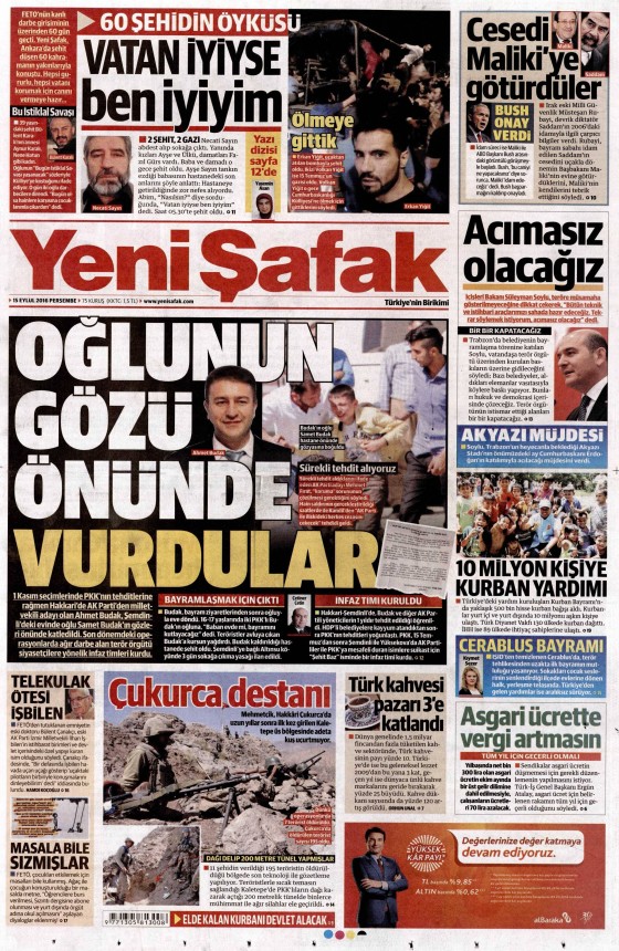 15 Eylül 2016 gazete manşetleri - 813