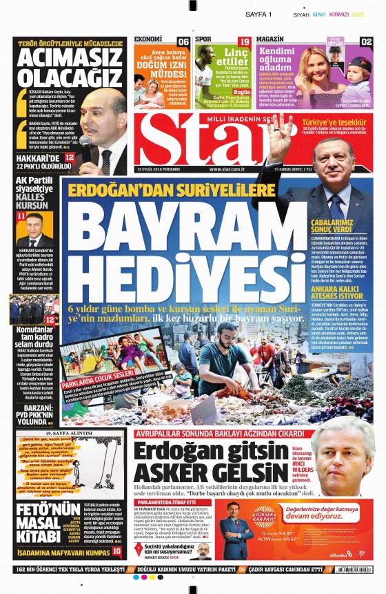 15 Eylül 2016 gazete manşetleri - 628