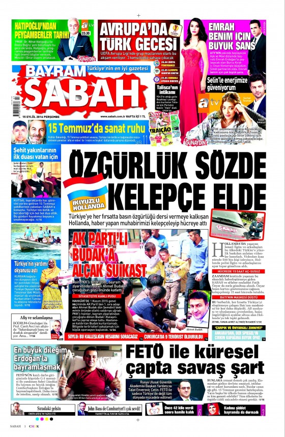 15 Eylül 2016 gazete manşetleri - 549