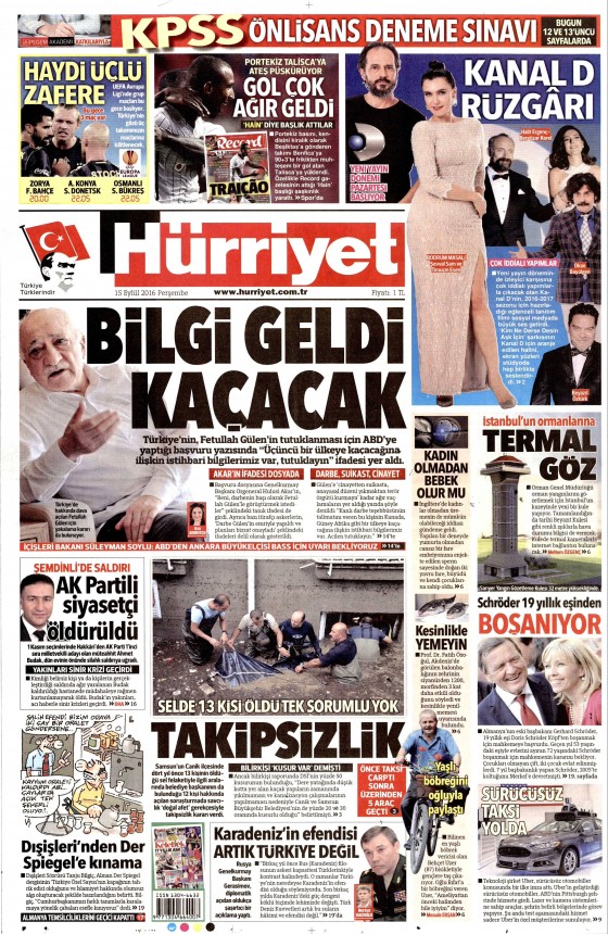 15 Eylül 2016 gazete manşetleri - 731