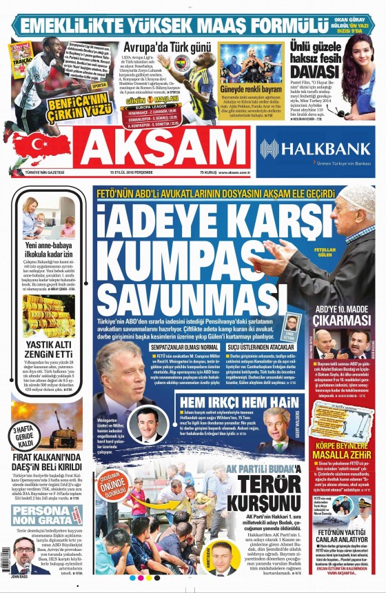 15 Eylül 2016 gazete manşetleri - 677
